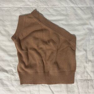 Brown one shoulder tank top